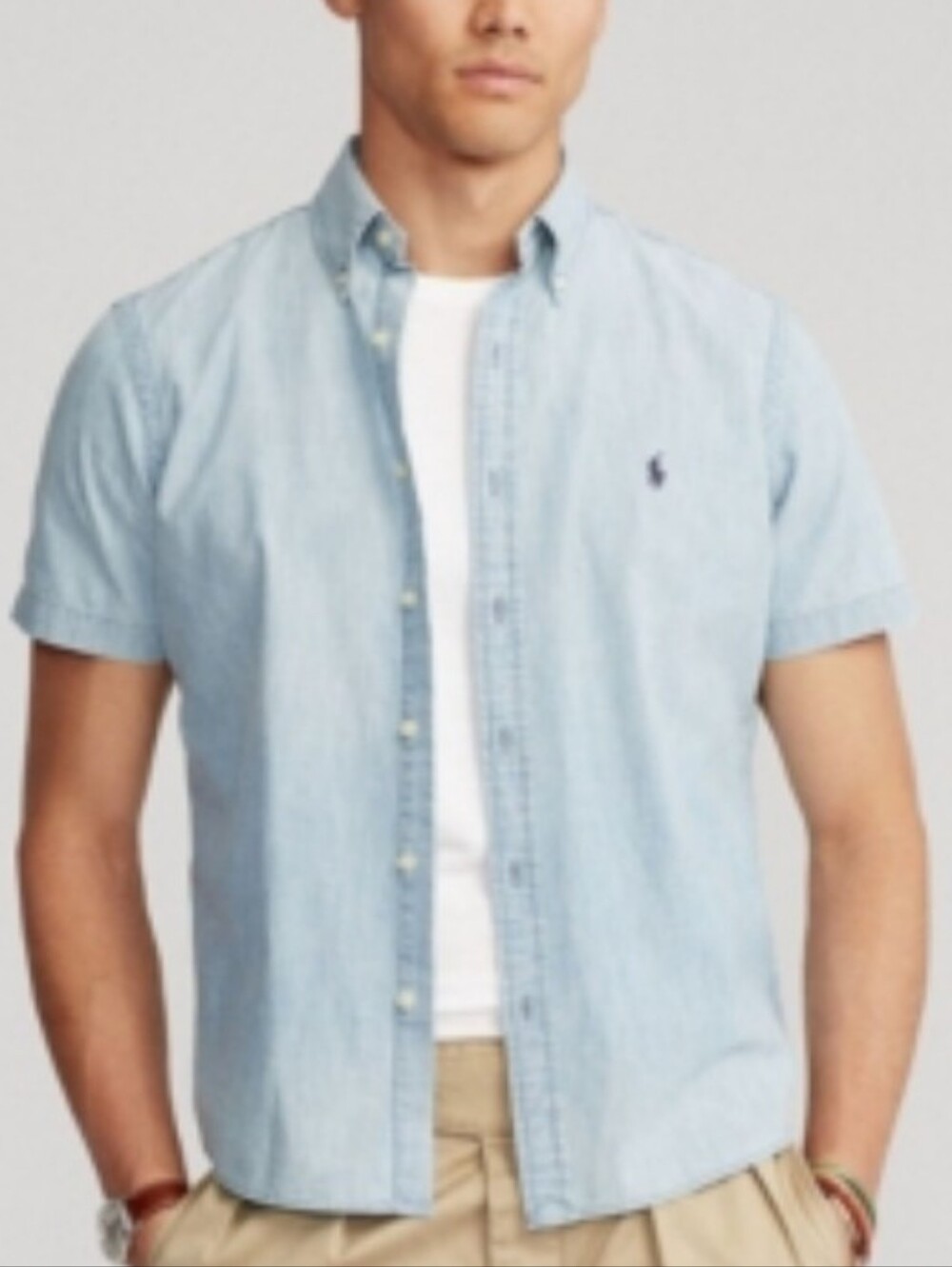 Ralph Lauren Light Blue Short-Sleeve Button-Down Shirt. Blue Pony Emblem. Nwt
